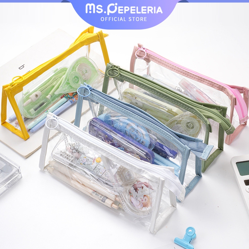 

COD tempat pensil Transparan Warna/kotak pensil/tempat pensil aesthetic/Lucu Mudah Dibawa kotak alat tulis-Ms.Pepeleria