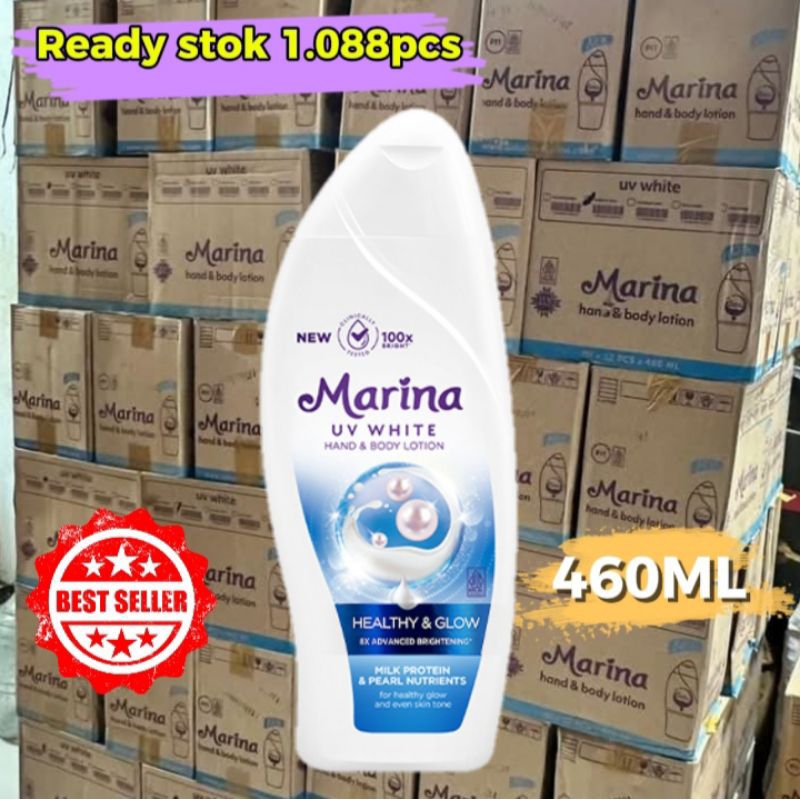 Handbody Marina Biru Jumbo | Marina UV White Healthy and Glow 460ml