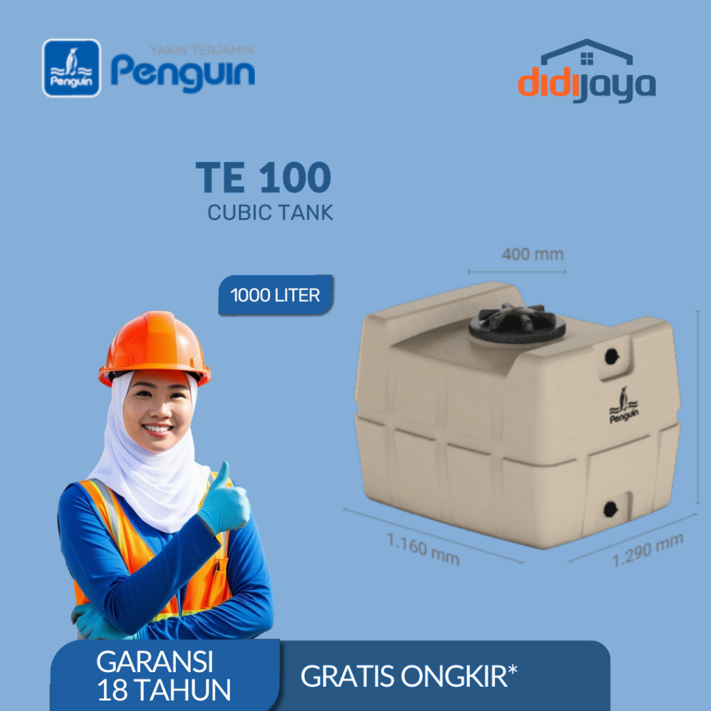 Tandon Air Kotak Kubik Penguin TE 100 1000 Liter | Toren Air | Tangki Air Tanam Penguin