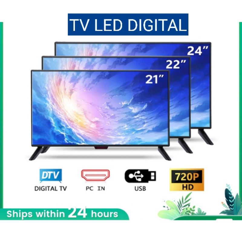 PROMO TV LED FHD DIGITAL /ANALOG 21"/22"/24"/25 INCH, SUPPORT HDMI, USB, VGA, AV, CCTV, PC, PS1,PS2,