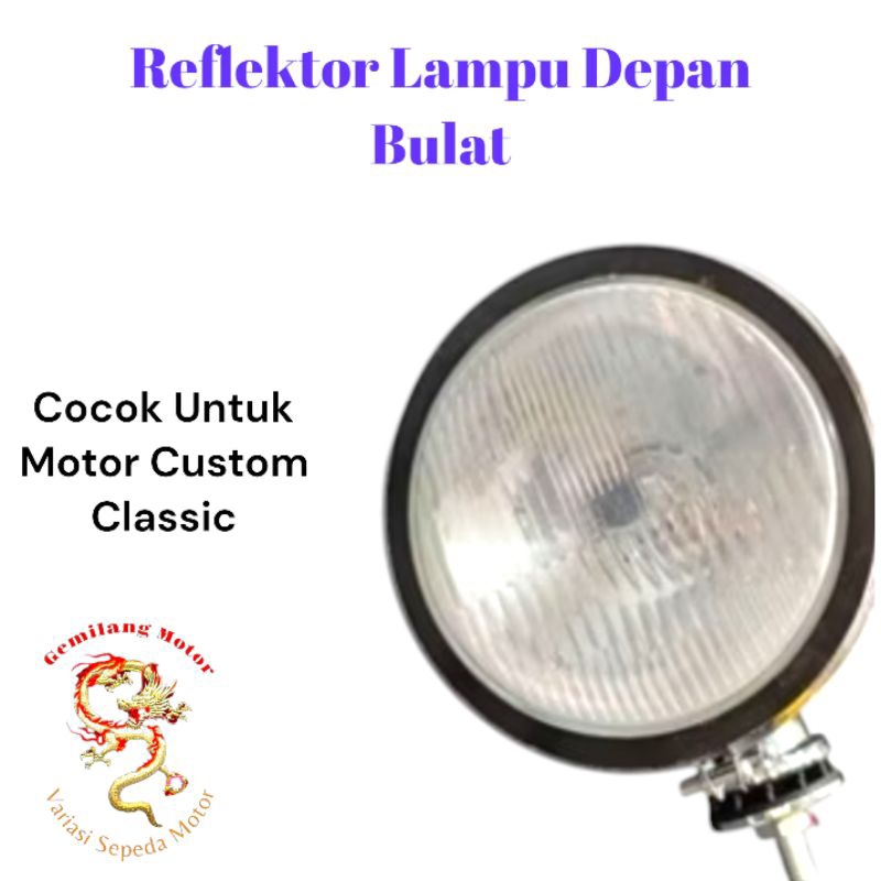 Reflektor Lampu Depan Bulat Cocok Untuk Motor Custom ClassicLebar Diameter 6 Inch