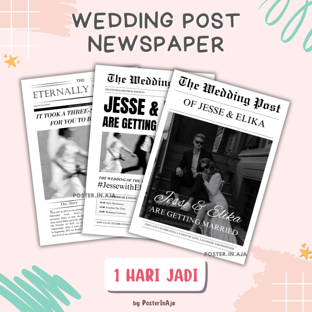 Newspaper Custom Wedding Prewedding Koran Property Properti Foto Tunangan Ulang Tahun Birthday