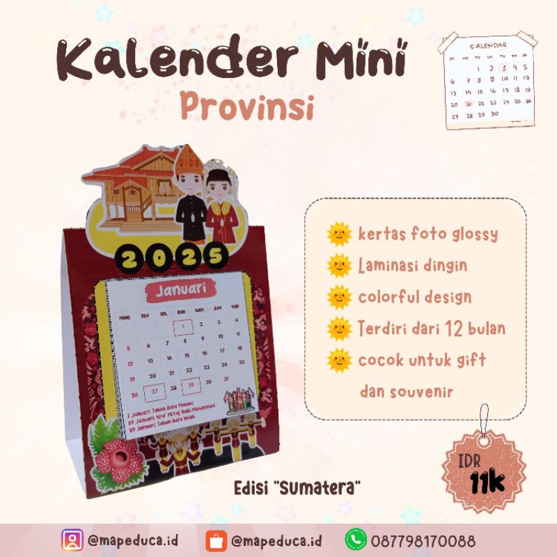 

Kalender Mini Provinsi Edisi "Sumatera" 2025