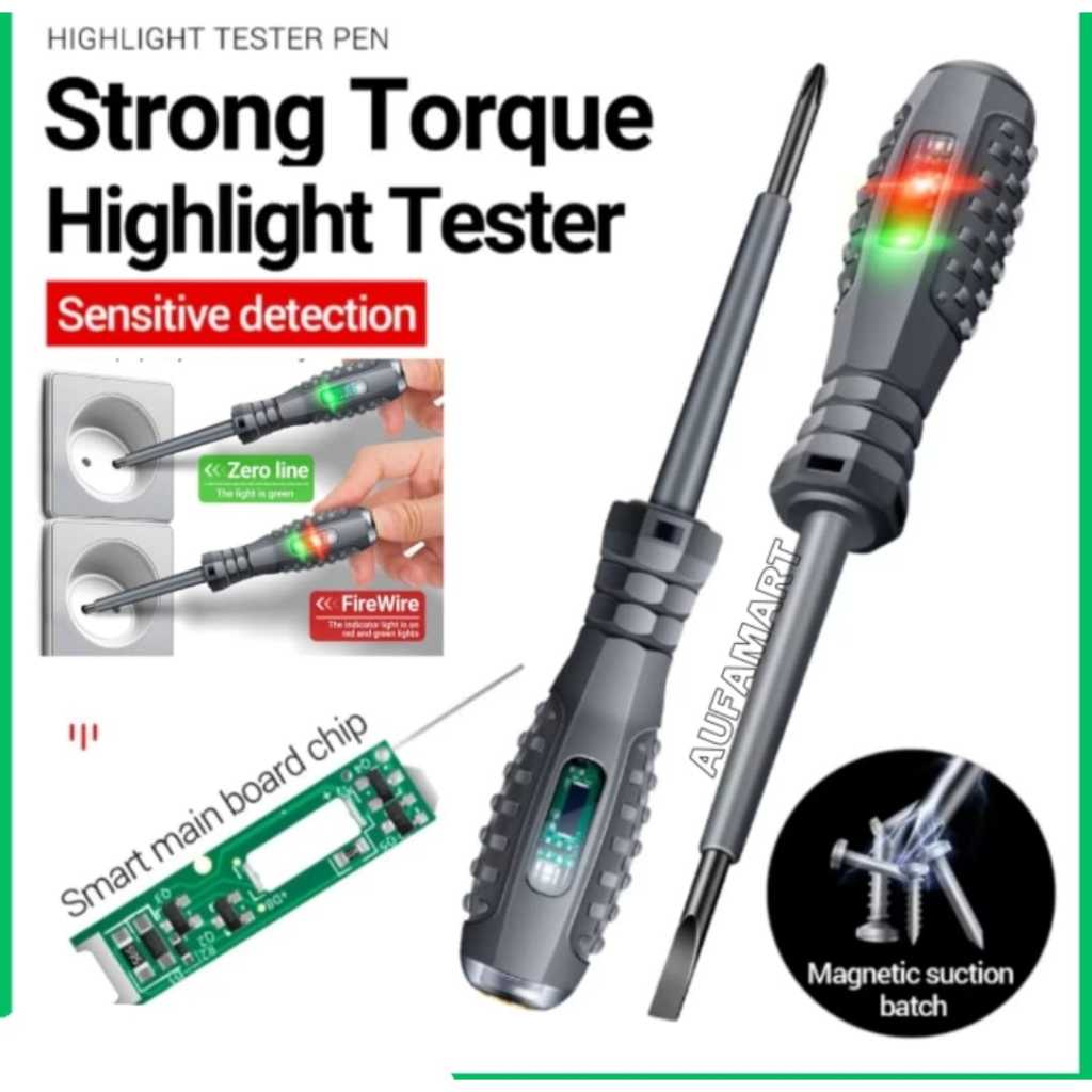 Obeng testpen 2 in 1 bolak balik testpen obeng plus minus testpen induksi cek ukur tester arus listr