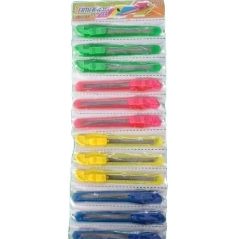 

(12pcs)Cutter Sedang Transparan/Cutter Knife/Kater Renteng Sedang/Pisau Cutter Kecil