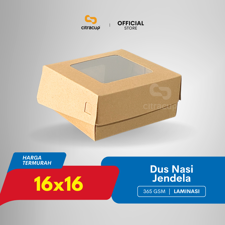Dus Box Kraft Laminasi 16x16x7/ dus roti/ dus snack/ dus nasi JENDELA