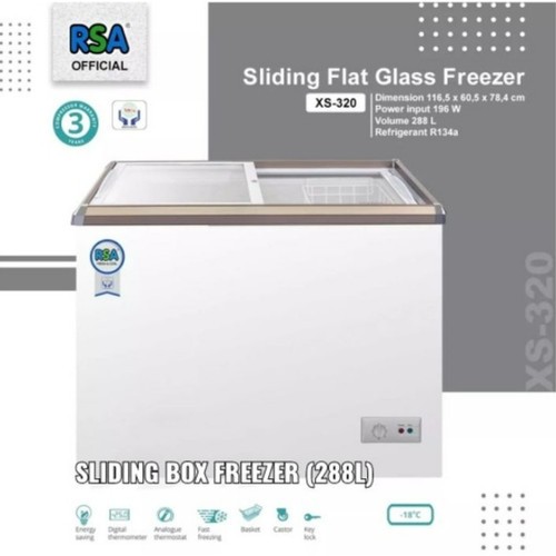 FREEZER RSA XS-320 SLIDING CHEST FREEZER [ 288 LITER ] FREEZER BOX