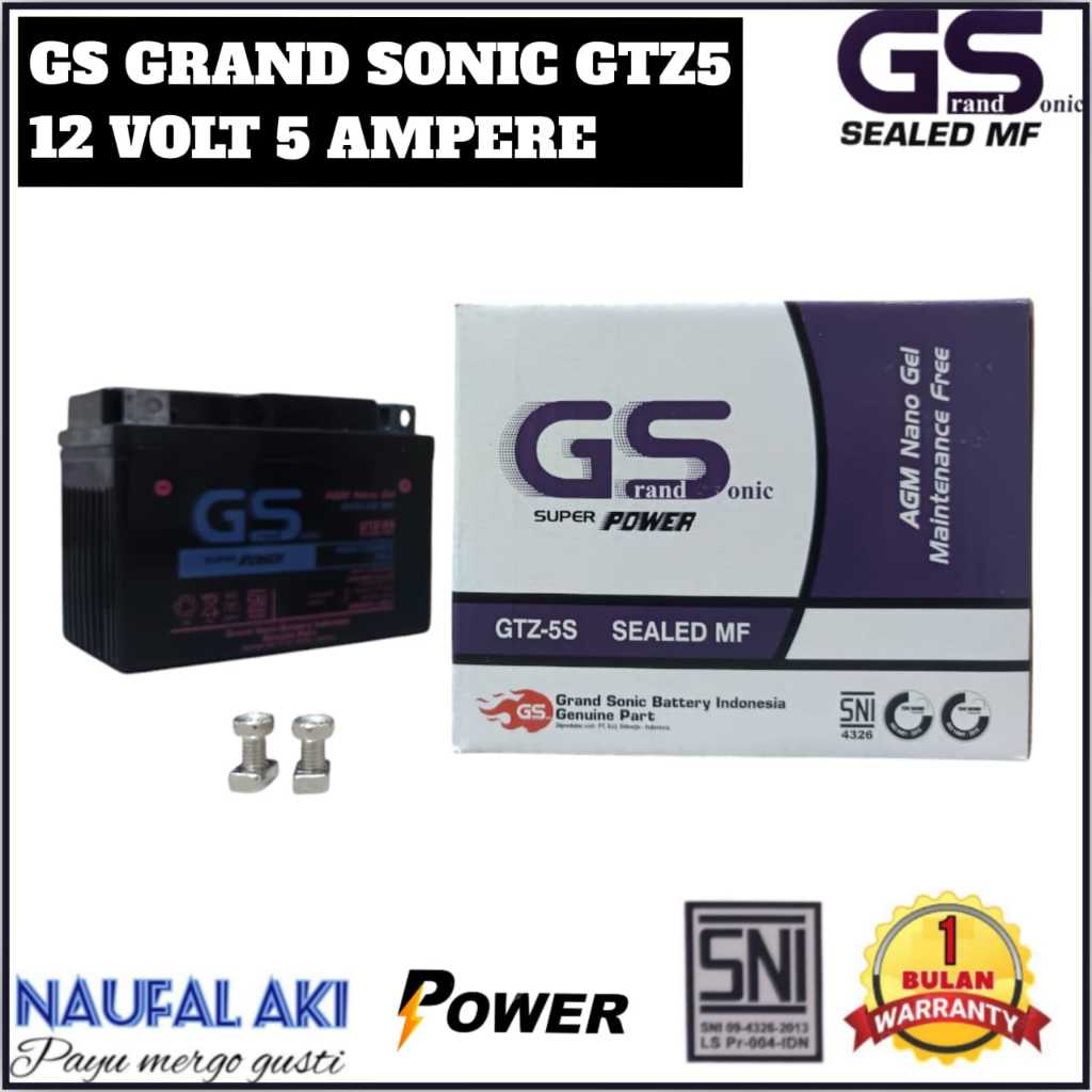 Aki motor Supra X 125 GS Grand Sonic GTZ5 Aki kering siap pakai