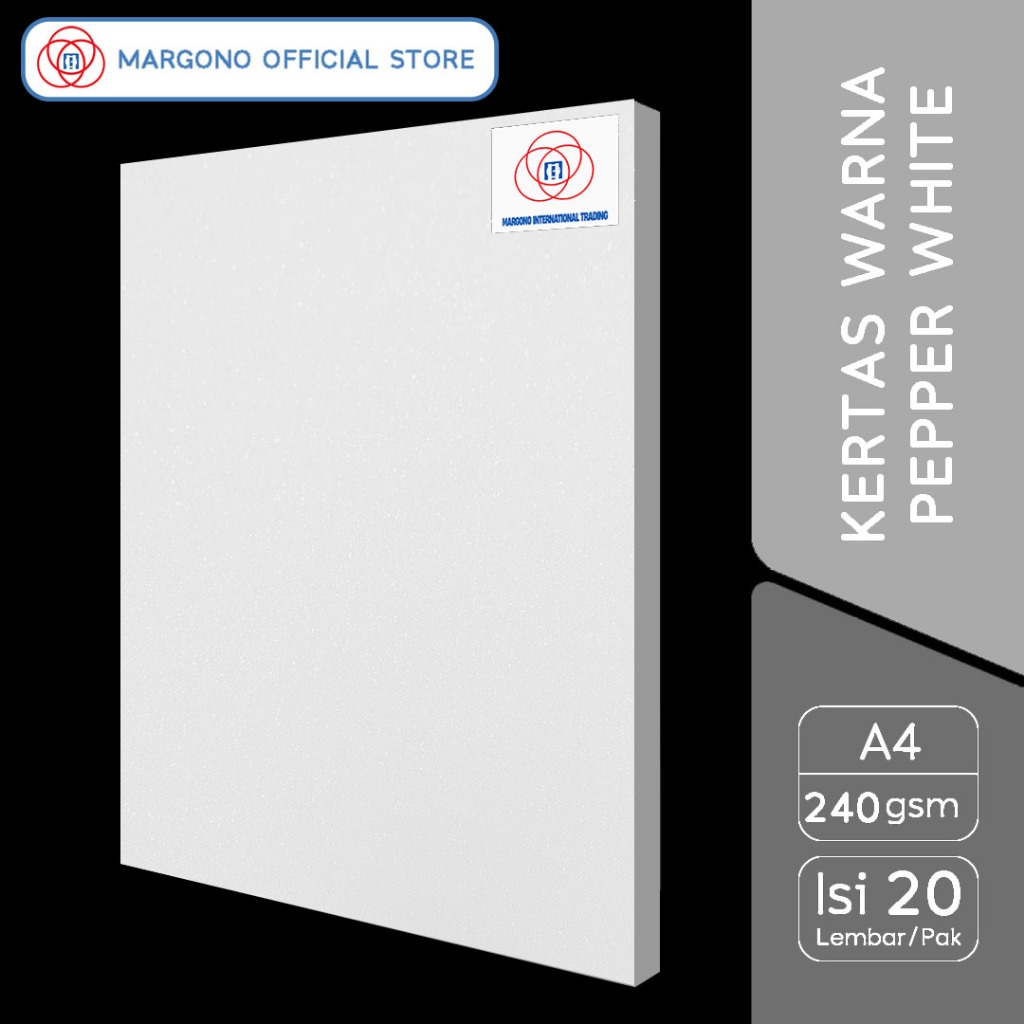 

Margono Kertas Warna A4 Pepper White Putih Glitter 240 gsm - 20 Lembar