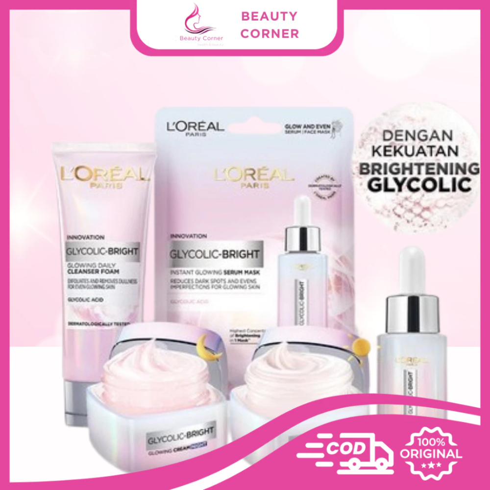 L'Oreal Glycolic-Bright Instant Glowing Series(Serum/Cleanser Foam/Night Cream/Day Cream/Serum Mask)