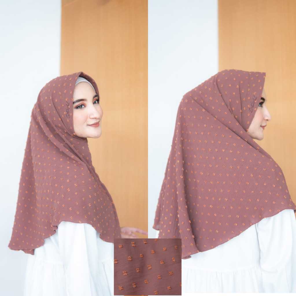 Jilbab Bergo Polkadot / Matt Crinkle Plisket / Hijab Khimar Crinkle Airflow Polkadot Pad dan Non Pad