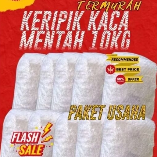 

[ PAKET USAHA ] 10Kg Kripik Kaca Kirca Kripca Bulat Murah