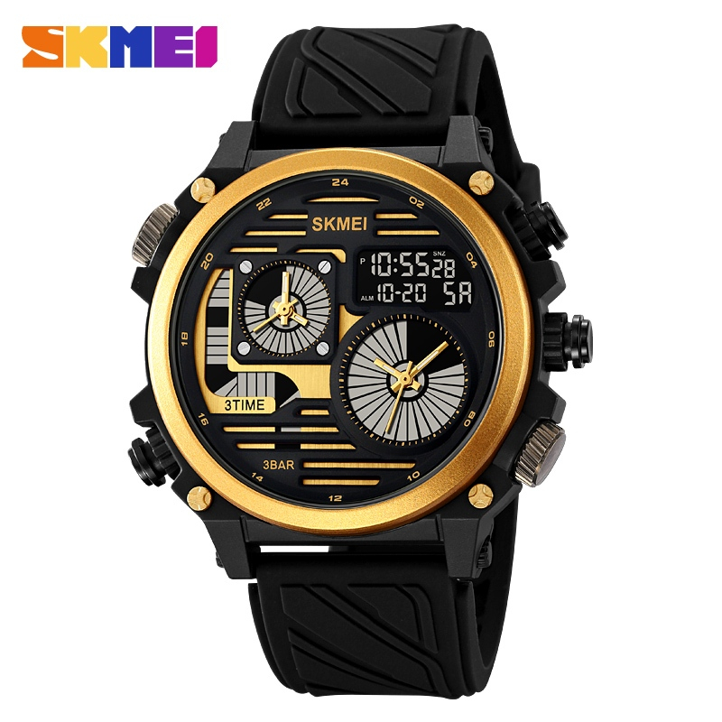 SKMEI 2202 Original Jam Tangan Pria Dual Time Rubber Tahan Air
