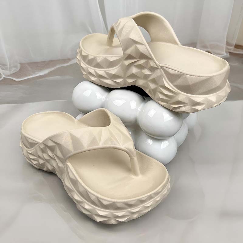 Sandal Jepit Wanita Wedges 5 cm Model Duri Buah Durian Tebal Nyaman dan Ringan Luar Sandal Anti Seli