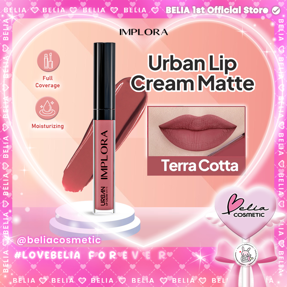 [ BELIA ] Implora Urban Lip Cream Matte 02 Terracotta | Lipstick | vitamin E | Mudah diaplikasikan