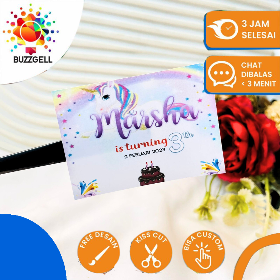 

Sticker Ulang Tahun Anak Persegi Stiker Label Undangan Ultah Ulang Taun Happy Birthday Buzzgell