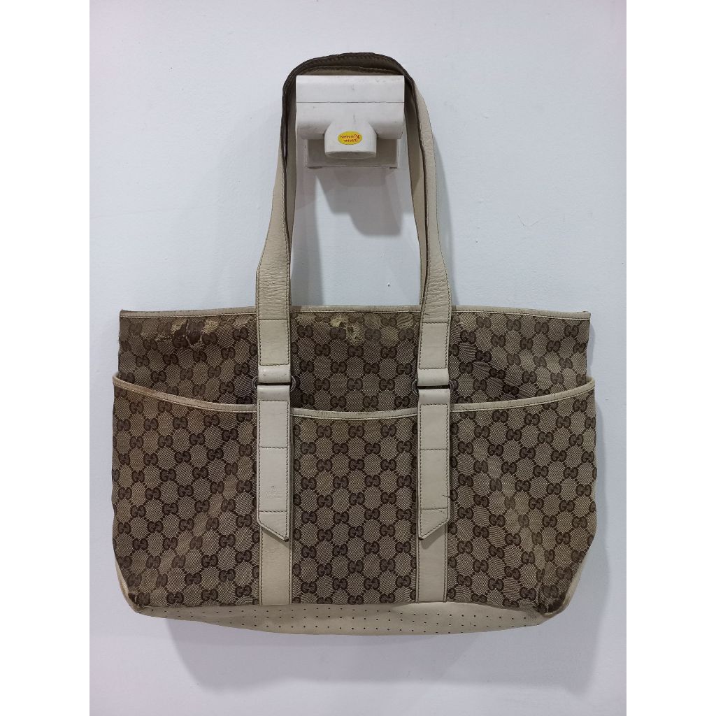 Tas Tote Gucci kanvas Auten Vintage