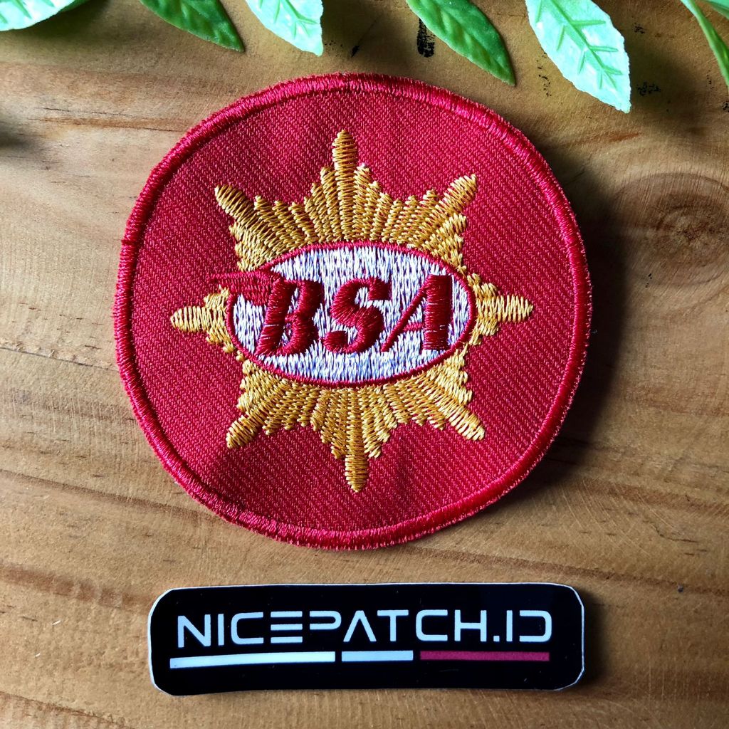 Patch Emblem Logo BSA Classic Red Merah Emblem Bordir Jahit Rapih Murah