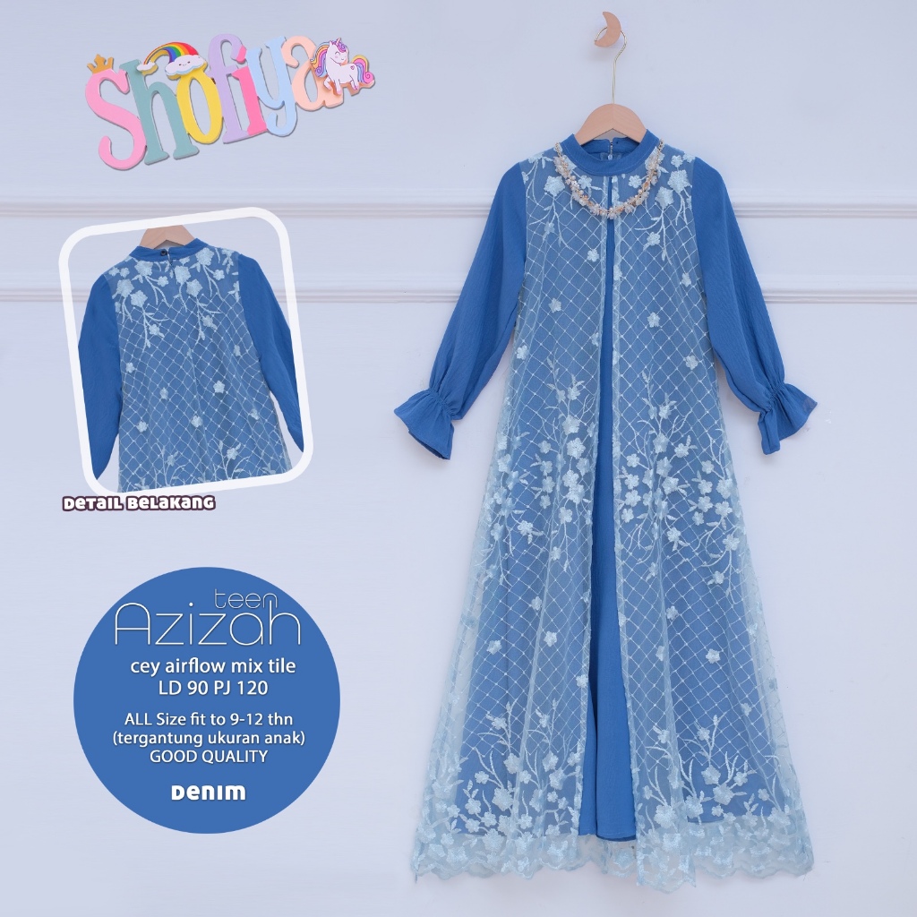 gamis brokat anak perempuan 9-12 tahun azizah set teen ori shofiya kids