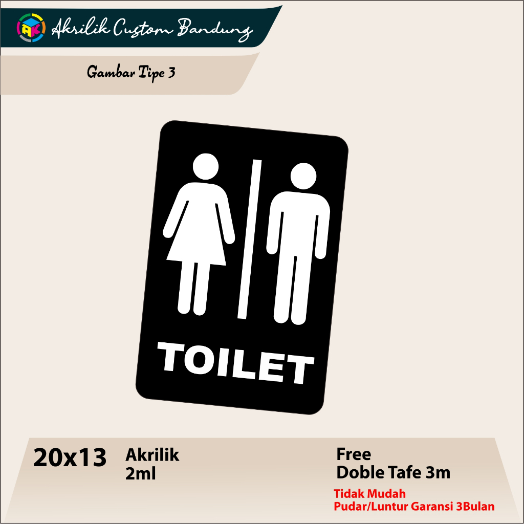 

AKRILIK TOILET TIPE 3 ACRYLIC TOILET SIGNAGE CUSTOM