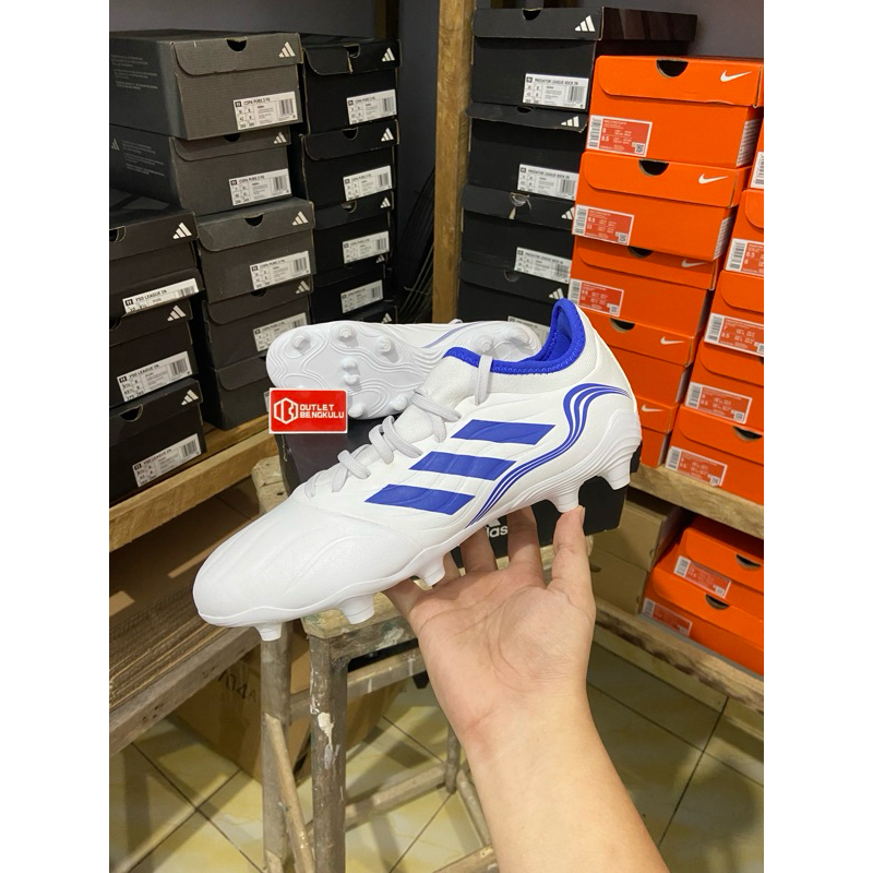 Sepatu Bola Adidas Copa Sense.3 FG - White Blue Original BNIB