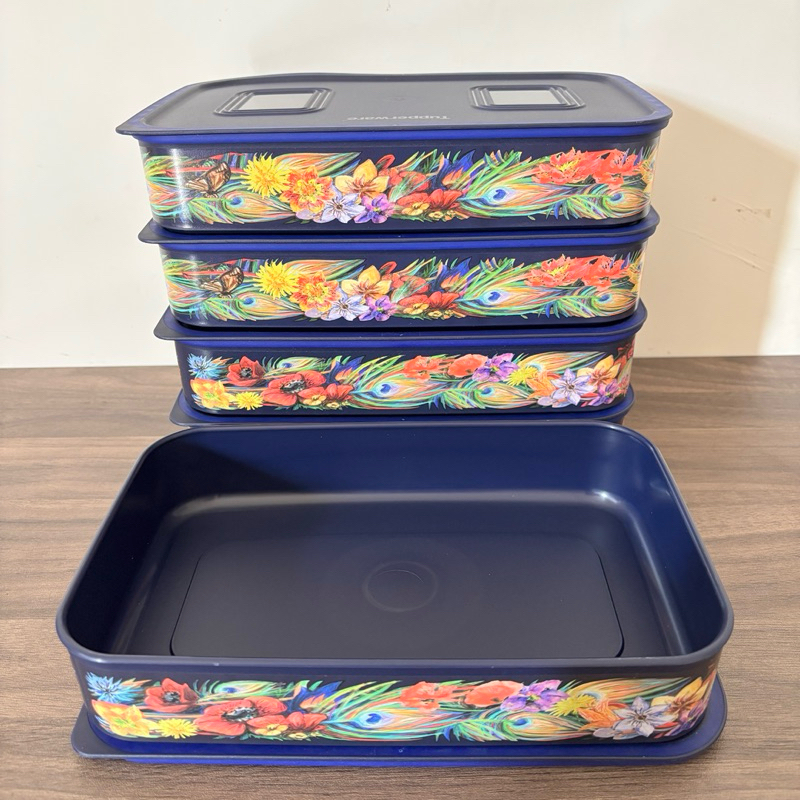 kotak makan polos 1L (peacock tupperware original)