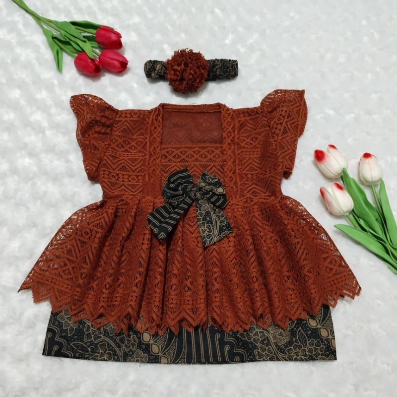 KEBAYA BAYI DAN ANAK / SETELAN KEBAYA ANAK PEREMPUAN teracotta merah bata