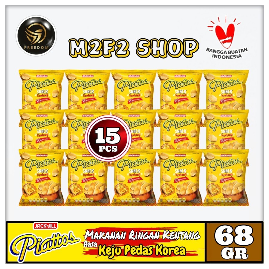 

Piattos Keripik Kentang Rasa Keju Pedas Korean Spicy Cheese Flavor | Snack Makanan Ringan Bag - 68 gr (Kemasan 15 Pcs)