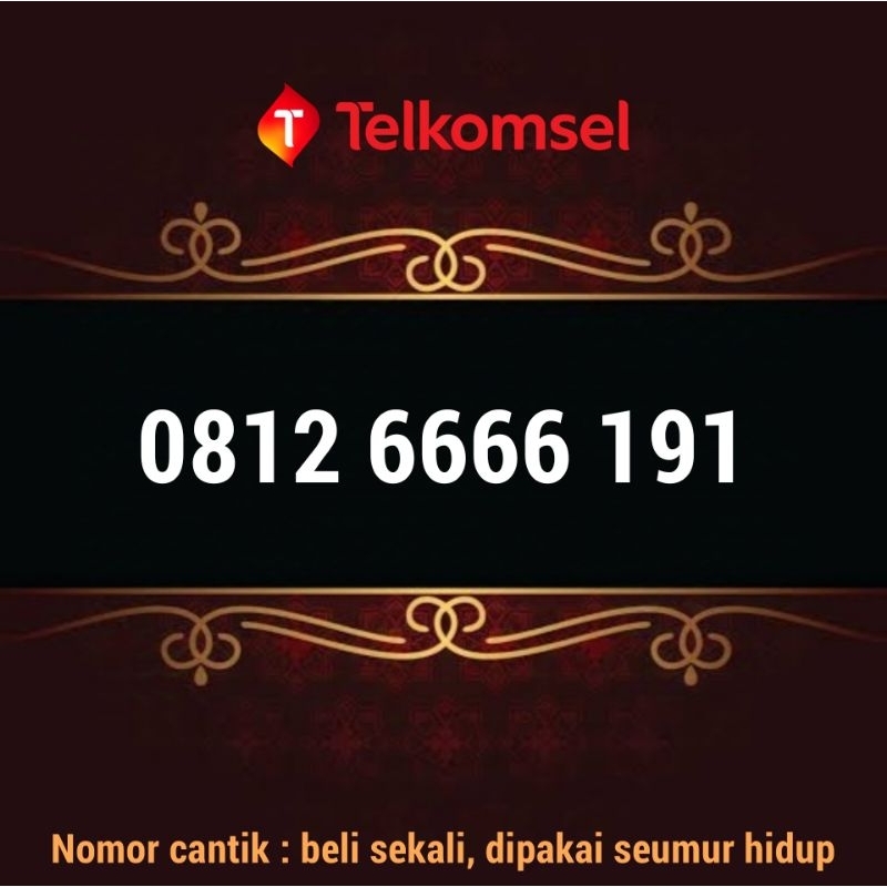 Kartu Perdana Nomor Cantik SimPATI As Telkomsel Combo Sakti 11 digit 0812 6666 191