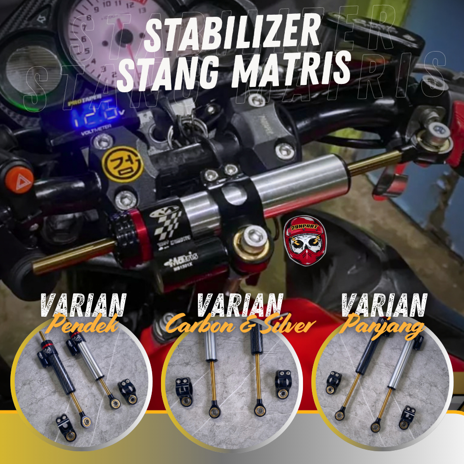 Steering Dumper Stabilizer Matris Rx King Ninja R25 CBR R15 Nmax Carbon Silver Panjang Pendek 16 Kli