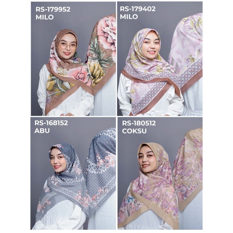 Hijab segiempat voal motif tanpa label tanpa box