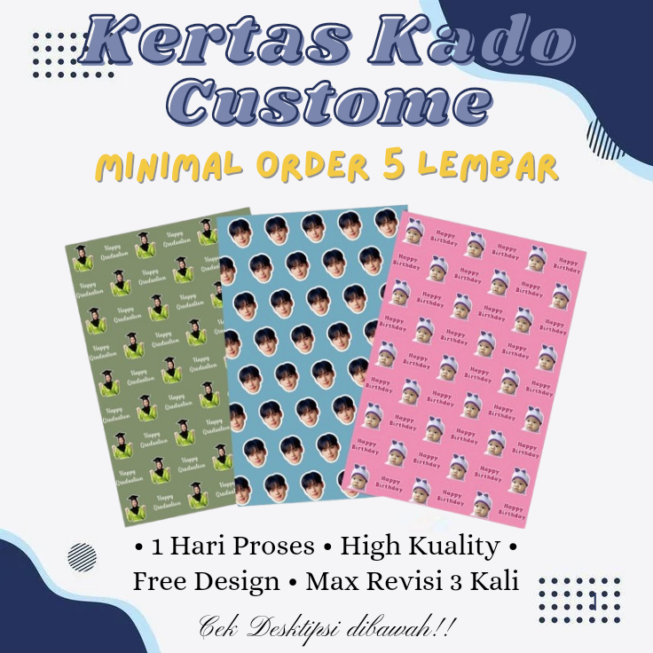 

5 LEMBAR KERTAS KADO CUSTOM MUKA MOTIF SUKA SUKA