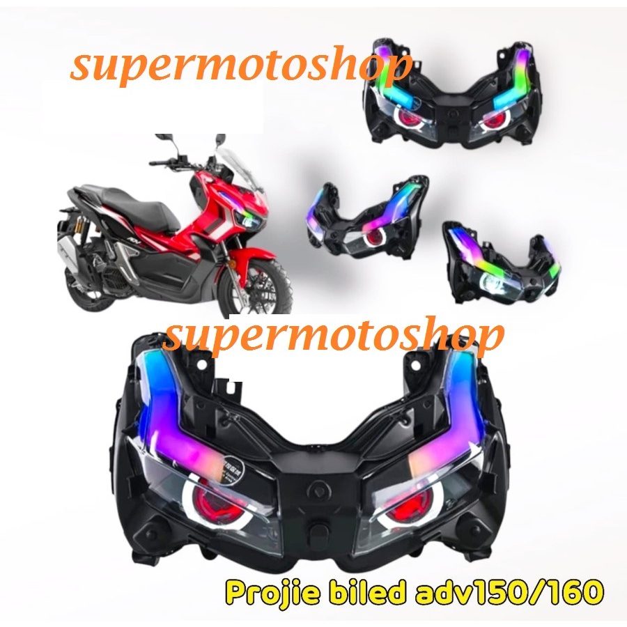 Headlamp projie biled honda adv 150 projector lampu alis rgb android honda adv 160 sp
