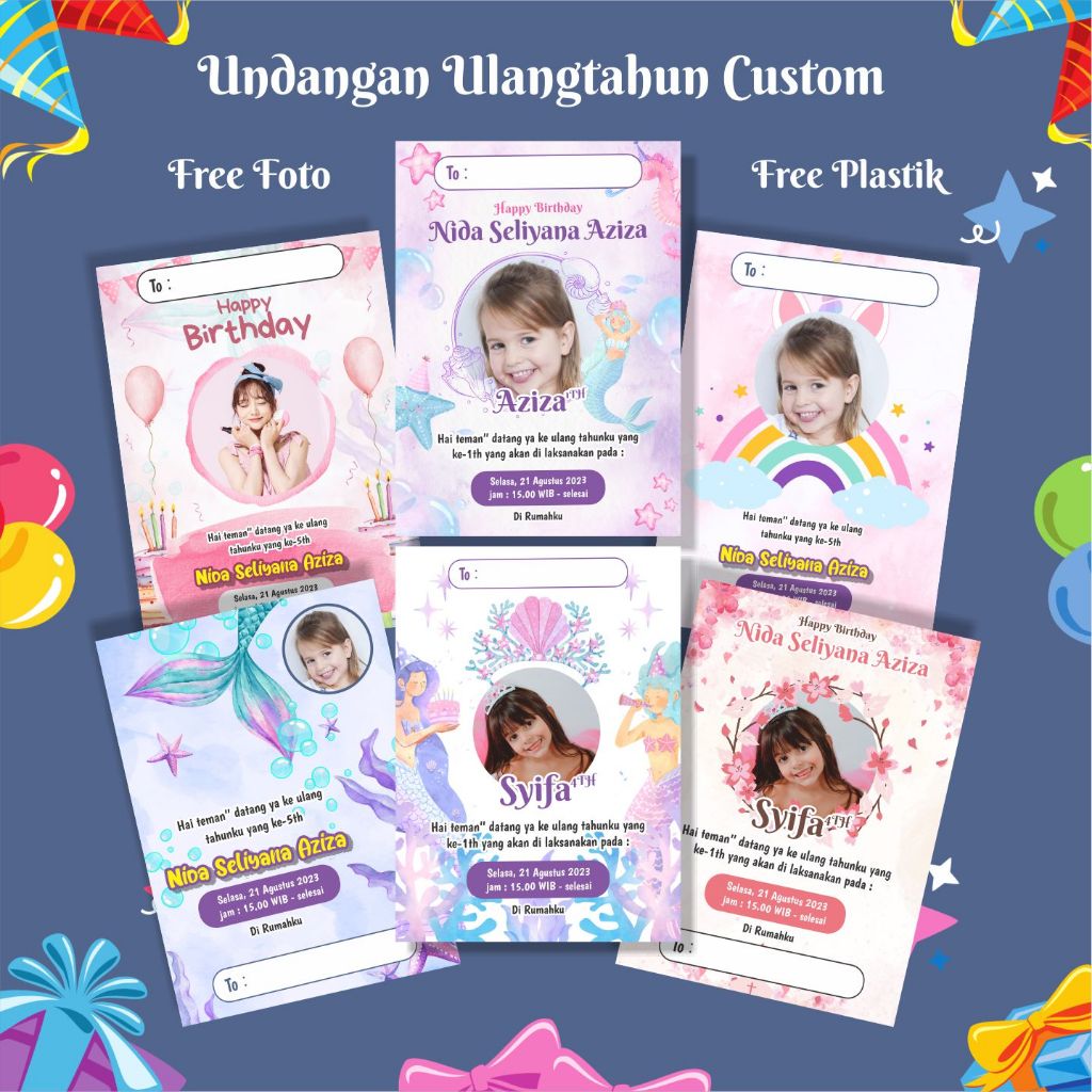KERTAS UNDANGAN ULANGTAHUN / UNDANGAN ULANGTAHUN CEWEK / UNDANGAN ULANGTAHUN PONY / UNDANGAN ULANGTA