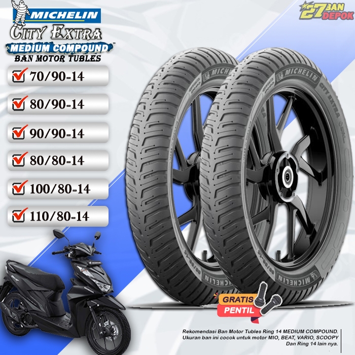 Ban Motor Beat Michelin City Extra Ring 14 Tubles Ban Motor Tubeless Mio Beat Vario Scoopy Ring 14