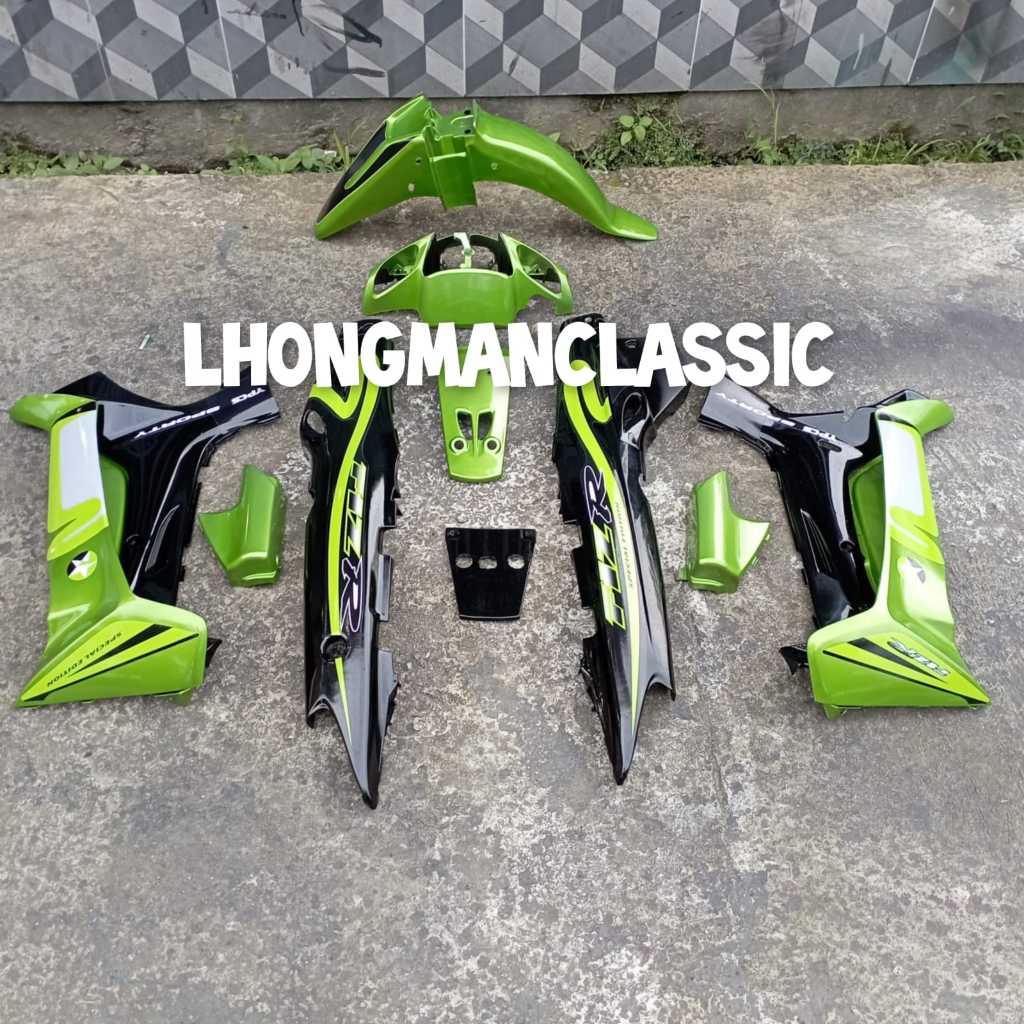 BODY HALUS YAMAHA FIZR FIZ R CALTEX HITAM HIJAU SET STRIPING