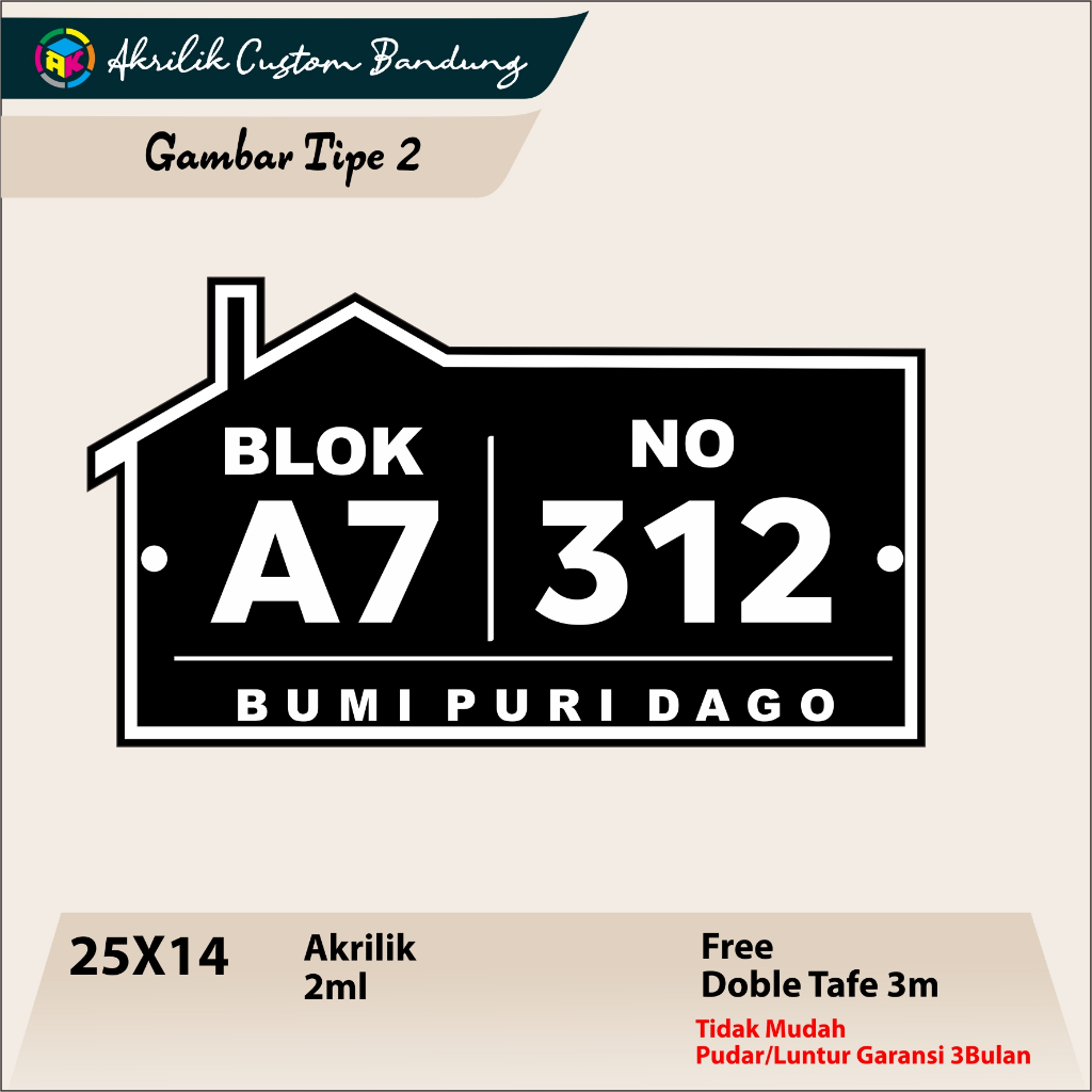 

AKRILIK NOMER RUMAH tipe 2 ACRYLIC CUSTOM