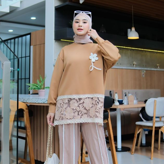 Top Scuba Renda LASYA by Numiaa Fashion I Baju Cantik dengan Desain Elegan I Atasan Baju Wanita Lemb