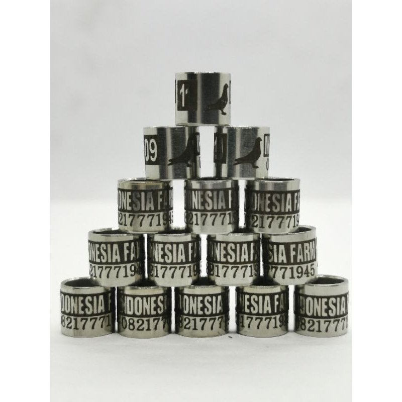 RING BURUNG | 20 BAJA VARIASI 1CM | CUSTOM CETAK NAMA | MERPATI | PERKUTUT | MURAI | KENARI | LOVEBI