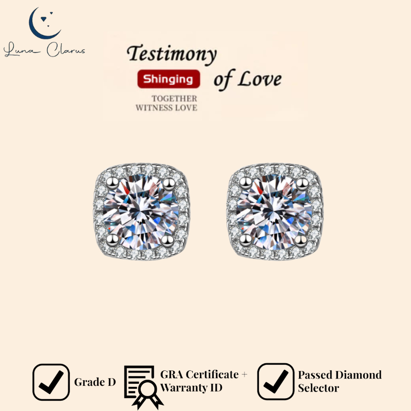 Anting Tusuk Perak Asli  Emas Putih Anting Permata Berlian Anti Karat Perhiasan Desain Persegi