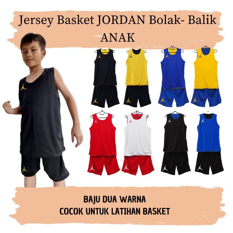 Jersey basket bolak balik anak pria wanita/air Jordan /polos/Jersey basket kids
