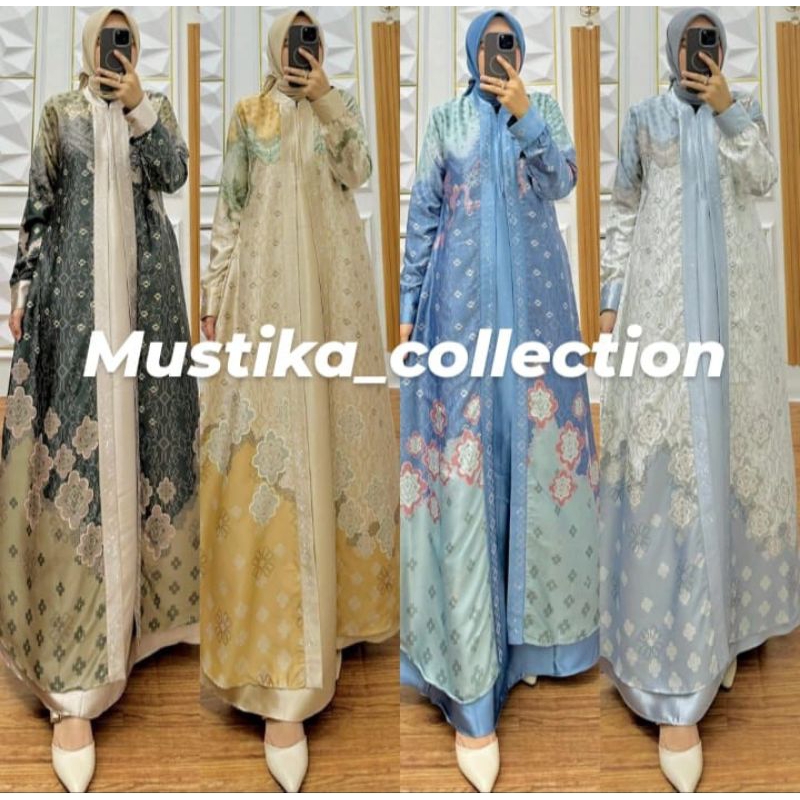 Auraa Dress |Gamis Silk Mix Satin Kristal Bordir Original |Gamis Wanita Muslimah |Gamis Pesta Kondan
