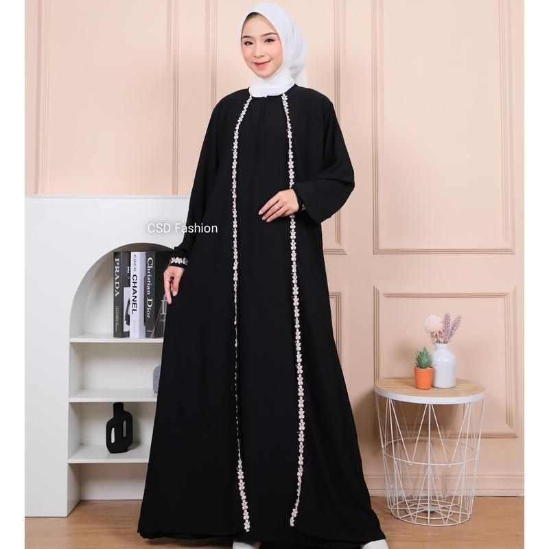 Abaya Hitam Terbaru 2024 baju wanita Premium Stylist elegant mewah Termurah bahan crinkle airflow Ar