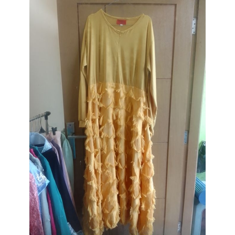 PREELOVED like' new GAMIS JERSEY RUMBAI JUMBO MOTIF LD 130-140 PB 130