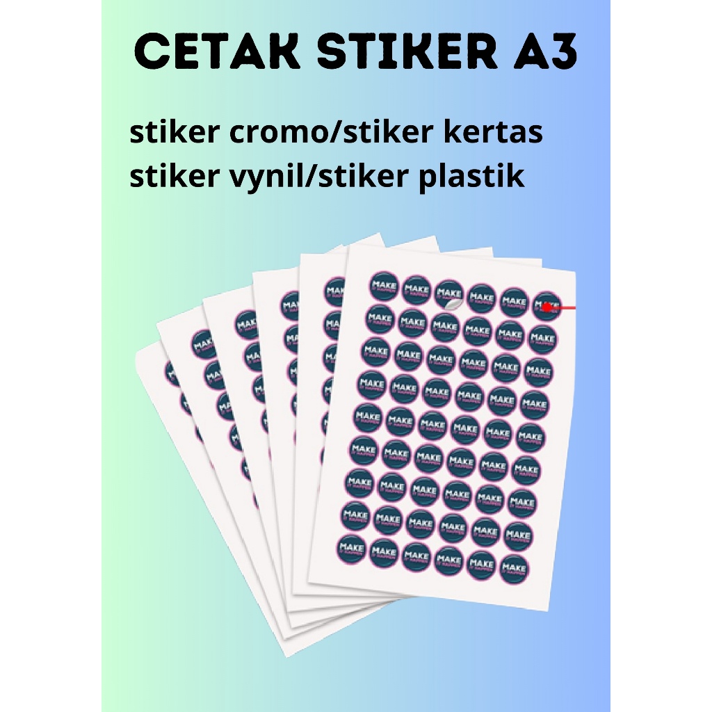 

Cetak Stiker Custom A3+ | Label Kemasan Produk UMKM | Stiker Vinyl Chromo Transparan