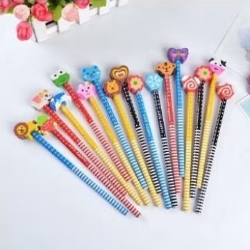 

(1pcs) Pensil karakter + Penghapus Pensil lucu ada penghapus pensil perlengkapan sekolah