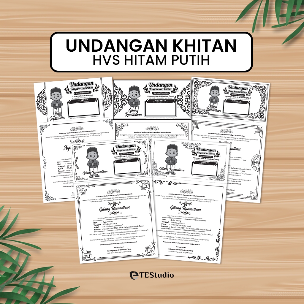 

Undangan Khitan bahan Kertas HVS, Undangan Hitam Putih Undangan Walimahan, Undangan Walimatul Ursy, Undangan Kenduri, Undangan Kertas HVS, Undangan Tahlil, Undangan Aqiqah