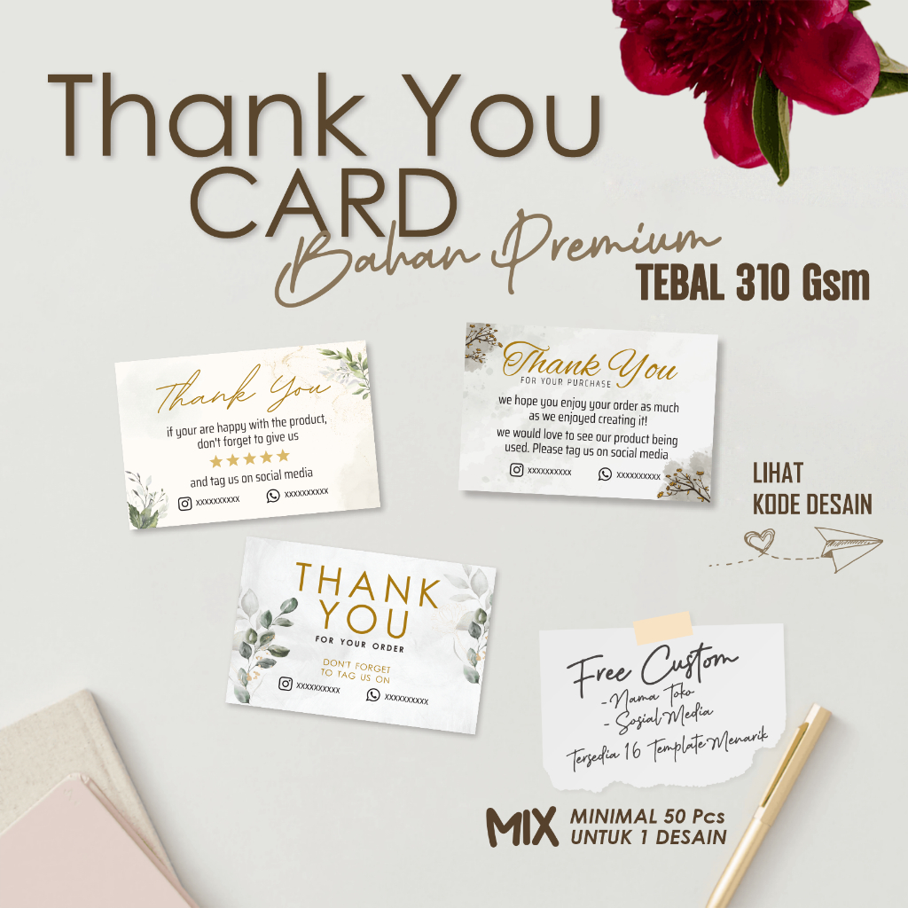 

Thank You Card Custom / Thank You Card Online Shop Custom
