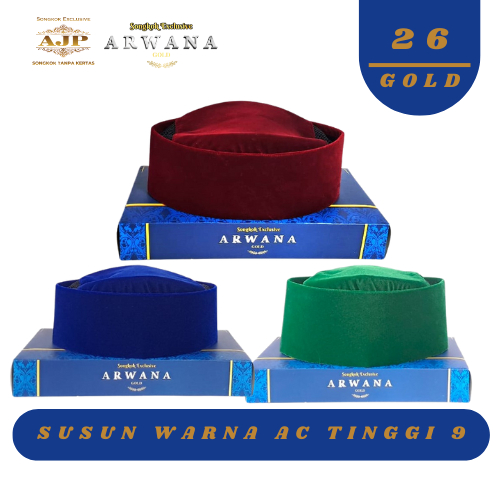 SONGKOK SUSUN ARWANA GOLD TIPE 26 /PECI SUSUN MERAH/PECI SUSUN WARNA
