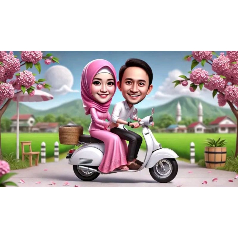 karikatur custom gambar wajah, untuk ultah, perpisahan,wisuda dll